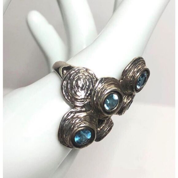 1534 HG Hagit Gorali Sterling silver 925 Blue topaz modernist ring sz 8 13.1g - Picture 2 of 3